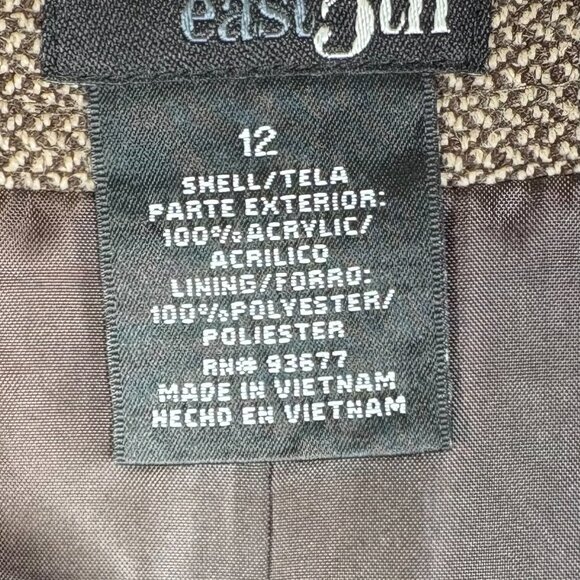 Womens 12 East 5th Herringbone Embroidered Lined A-Line Brown/Tan Dark Academia - Picture 4 of 9